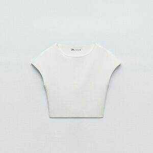Zara Stretch knit White Crop Top
